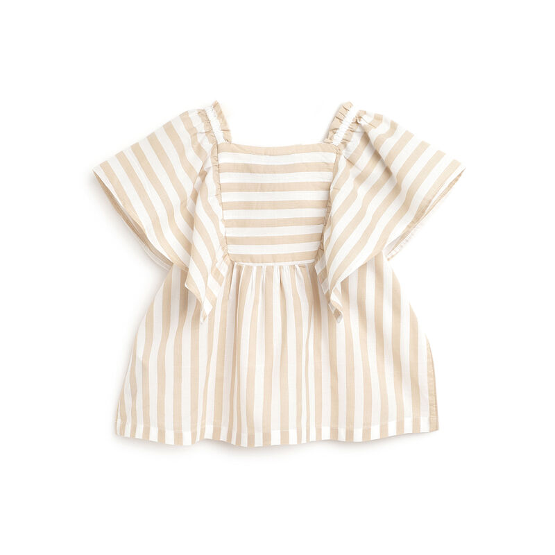 Girls Natural Striped Short Sleeve Top image number 1